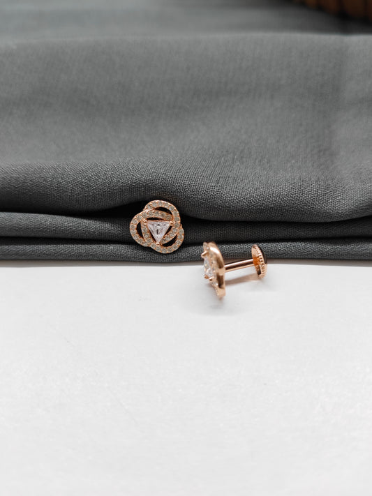 925 Silver Rose Gold White Stone Flower Earrings