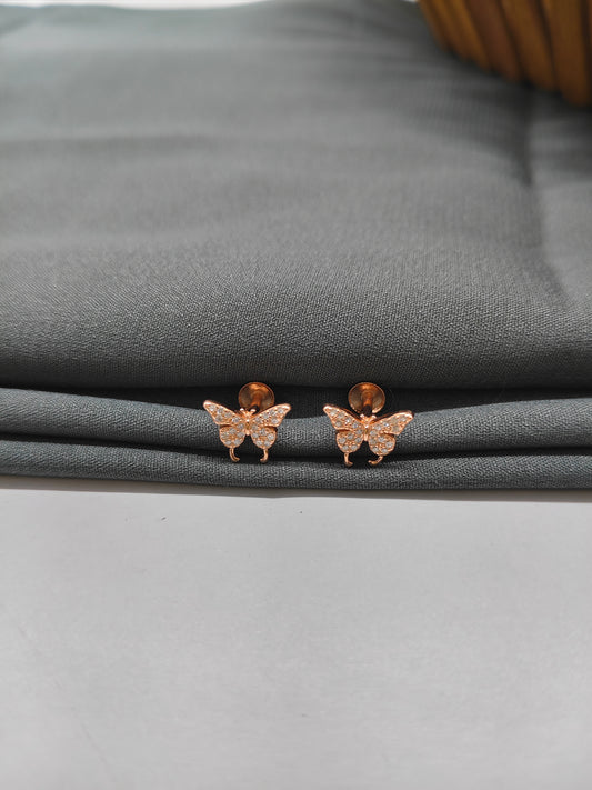925 Silver Rose Gold Butterfly Earrings