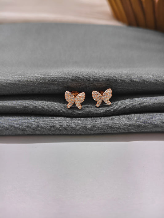 925 Silver Rose Gold Butterfly Earrings