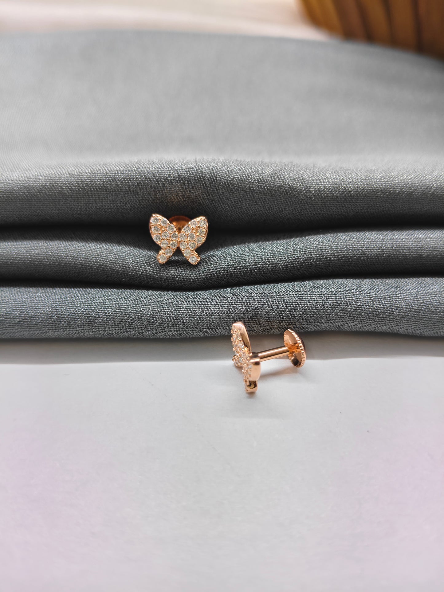 925 Silver Rose Gold Butterfly Earrings