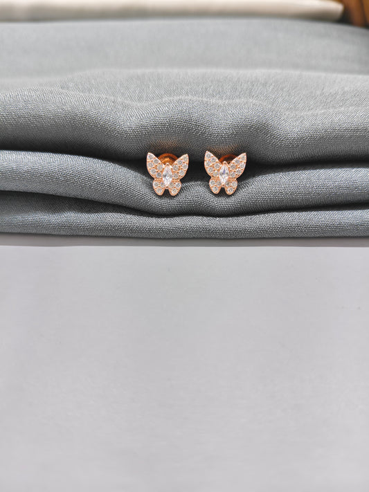 925 Silver Rose Gold Butterfly Earrings