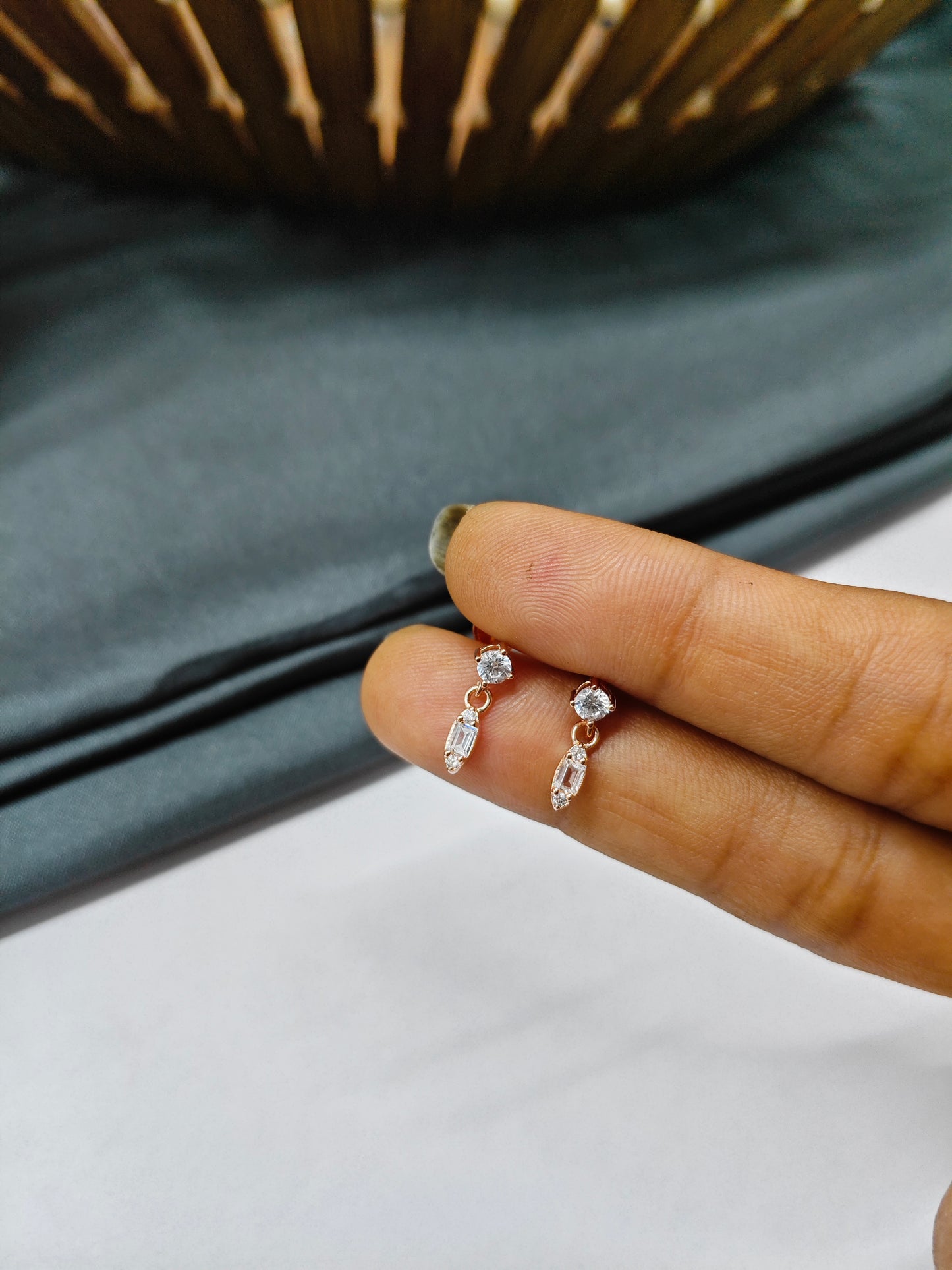 925 Silver Rose Gold Small Hanging Earrings