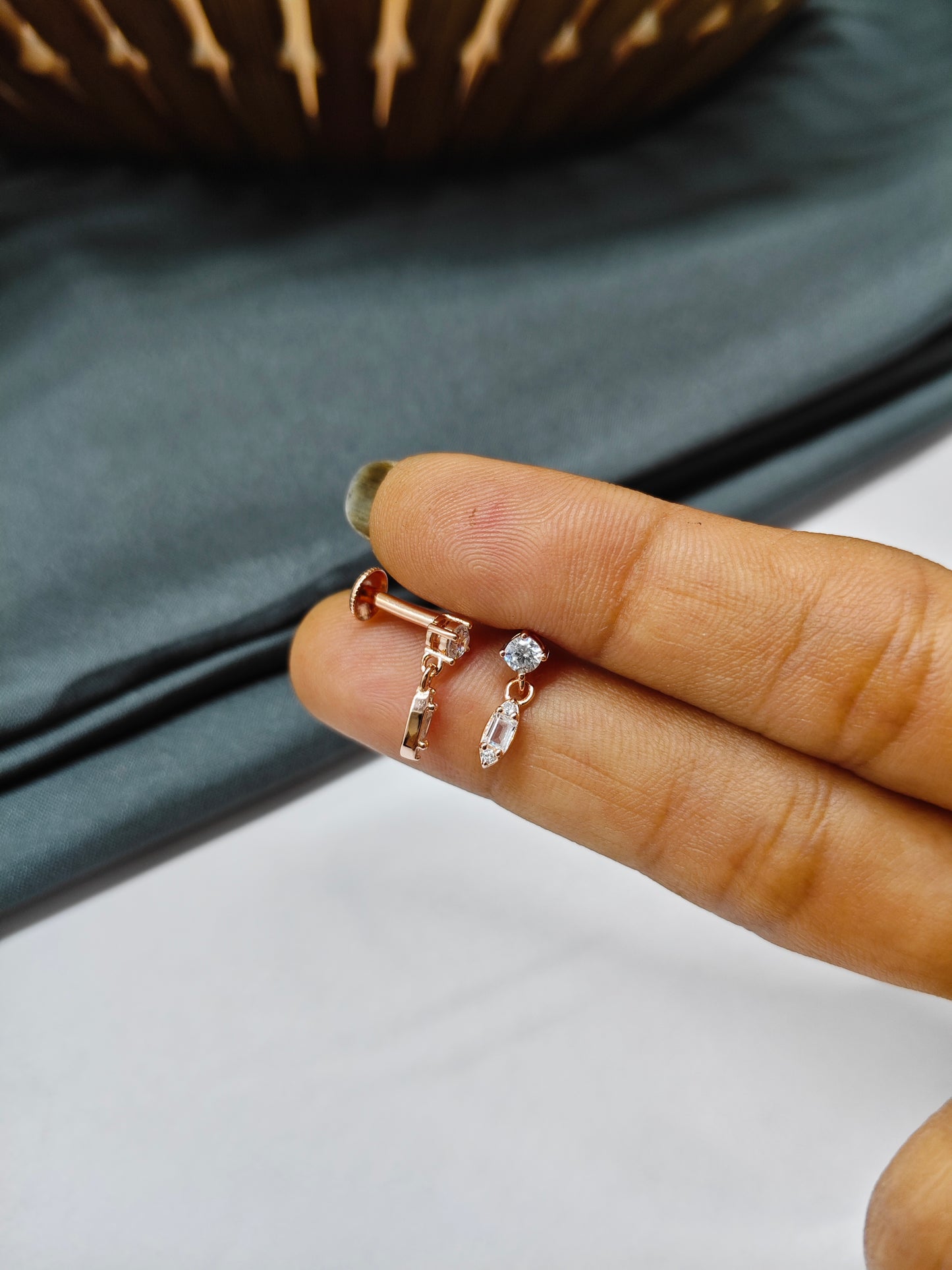 925 Silver Rose Gold Small Hanging Earrings