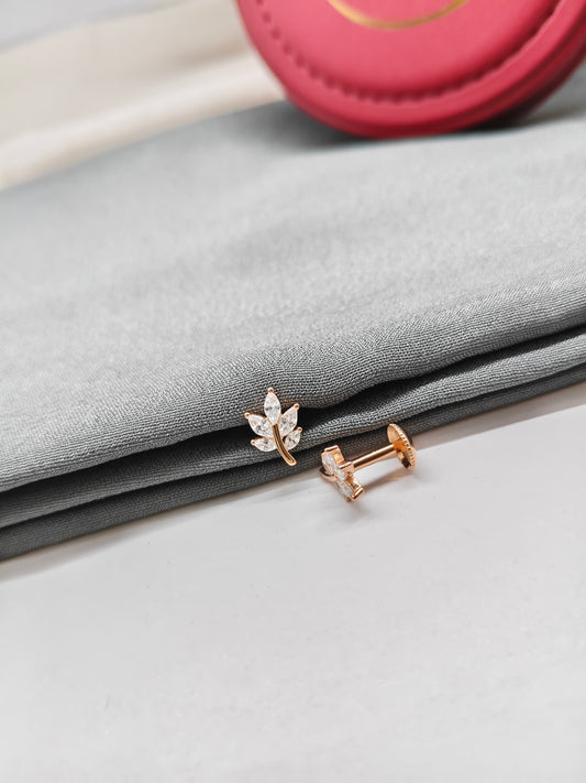 925 Silver Rose Gold Small Leaf Earrings