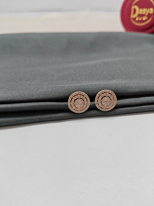 925 Silver Rose Gold Big Round Design Earrings