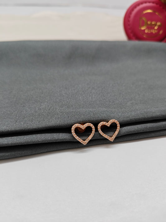 925 Silver Rose Gold Heart Design Earrings