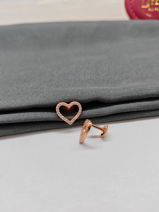 925 Silver Rose Gold Heart Design Earrings