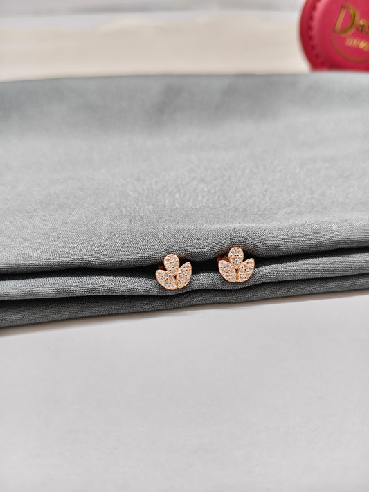 925 Silver Rose Gold Small Flower Earrings