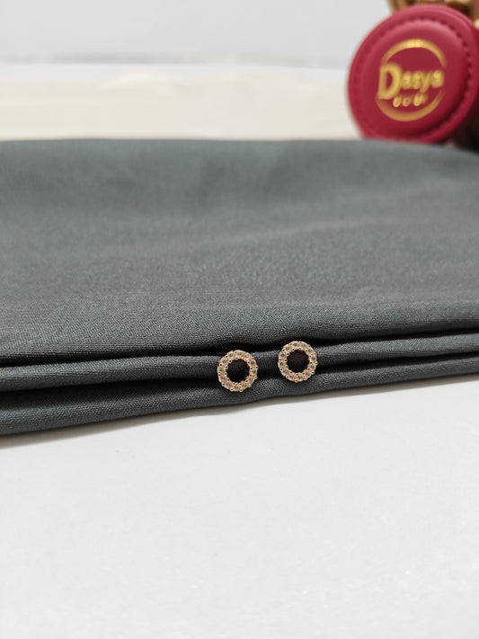 925 Silver Rose Gold Small Round Design Stone Earrings