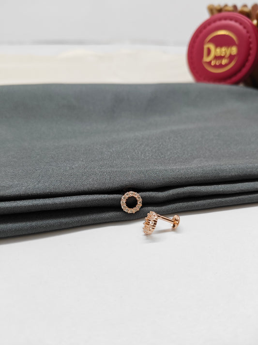 925 Silver Rose Gold Small Round Design Stone Earrings