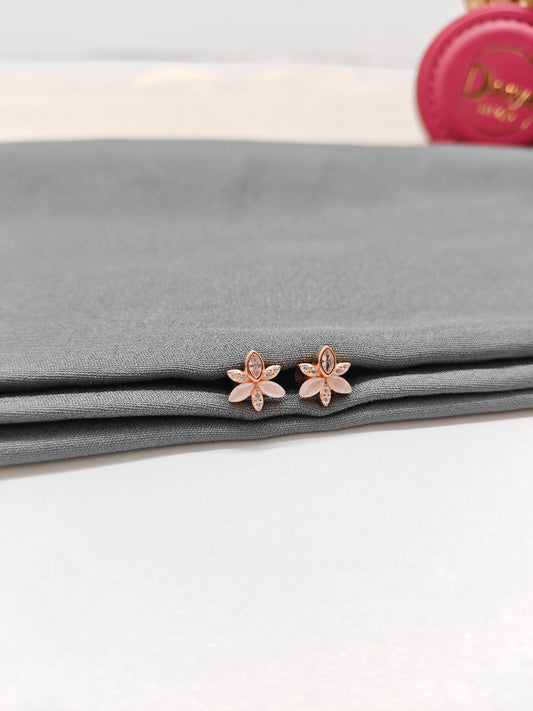 925 Silver Rose Gold Star Design MOP With White Stone Earrings