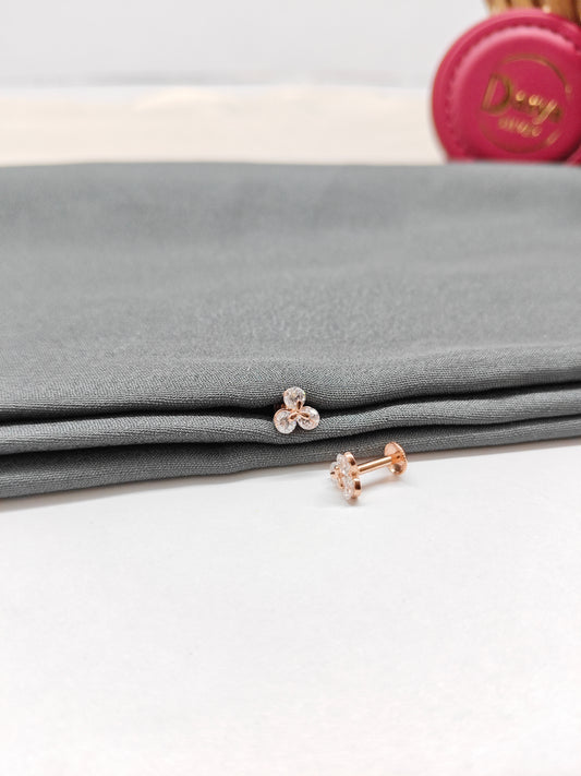 925 Silver Rose Gold 3 Stone Earrings