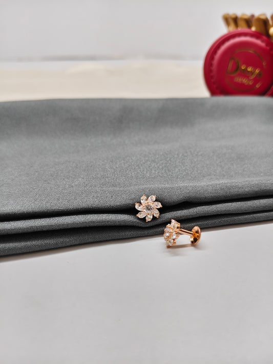 925 Silver Rose Gold Small Chakra Design White Stone Earrings