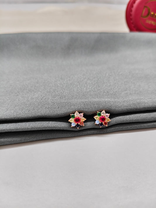 925 Silver Rose Gold Small Navaratnam Design Earrings