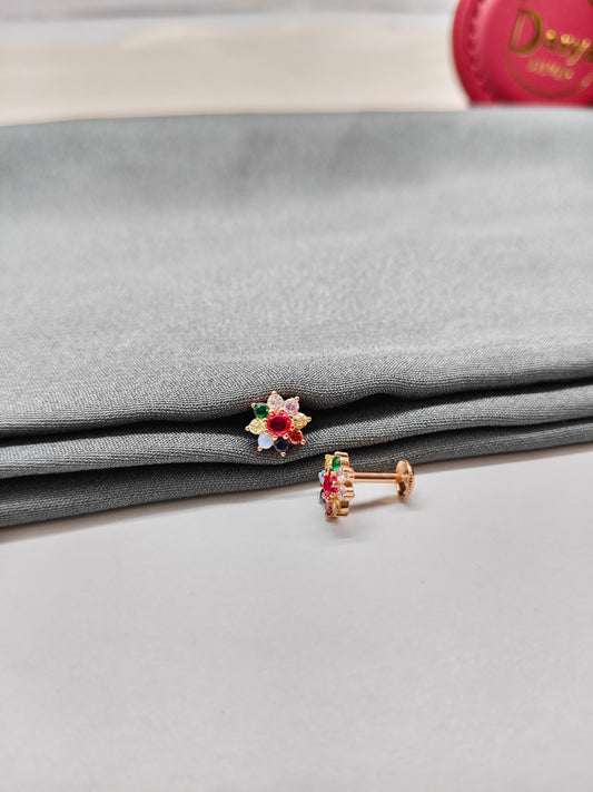 925 Silver Rose Gold Small Navaratnam Design Earrings