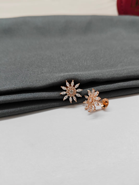 925 Silver Rose Gold Big Chakra Design Earrings