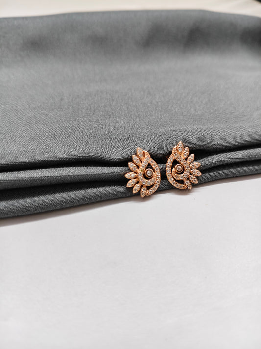 925 Silver Rose Gold Peacock Design Earrings