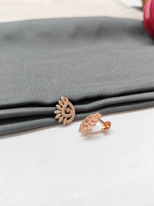 925 Silver Rose Gold Peacock Design Earrings