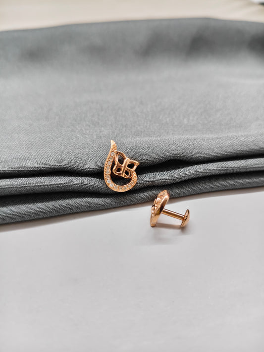 925 Silver Rose Gold Curve Butterfly Design Earrings