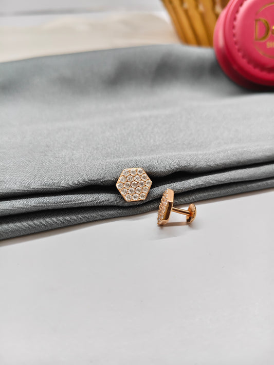 925 Silver Rose Gold Big White Stone Earrings