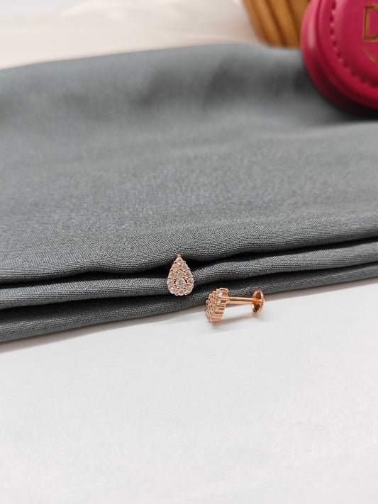 925 Silver Rose Gold Tilak Design Earrings