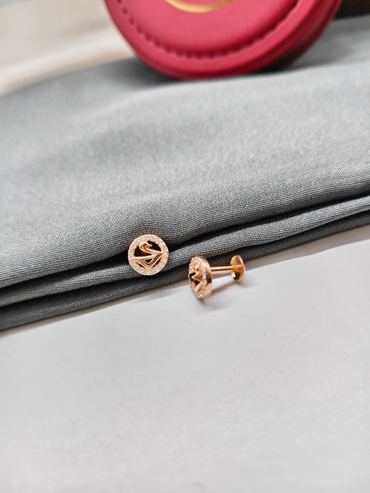 925 Silver Rose Gold Small Round Swan Earrings