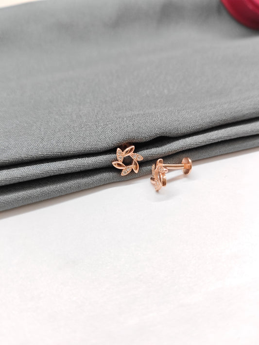 925 Silver Rose Gold Small Chakra White Stone Earrings