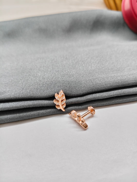 925 Silver Rose Gold Leaf Earrings