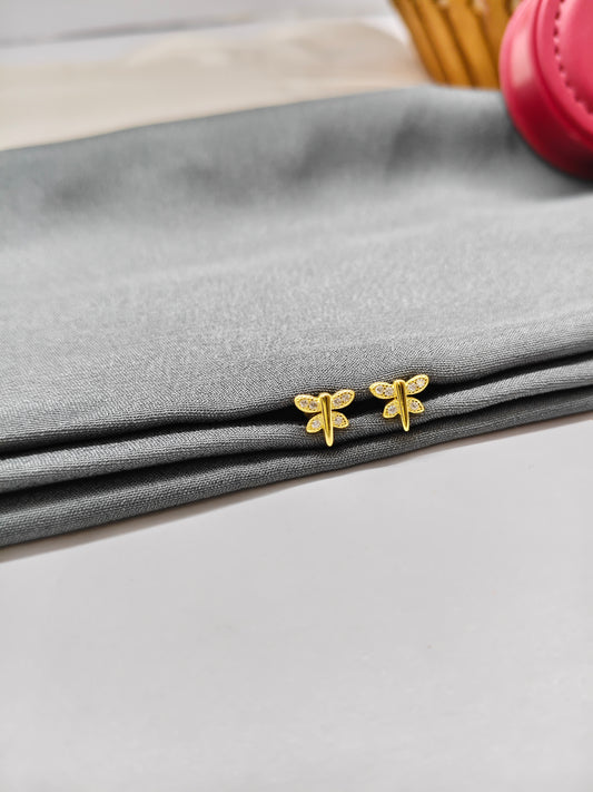 925 Silver Gold Colour Small Butterfly Earrings