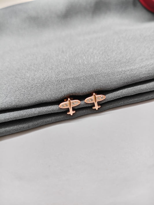 925 Silver Rose Gold Aeroplane Earrings