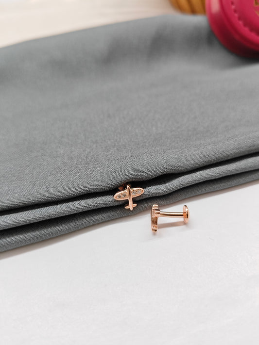 925 Silver Rose Gold Aeroplane Earrings