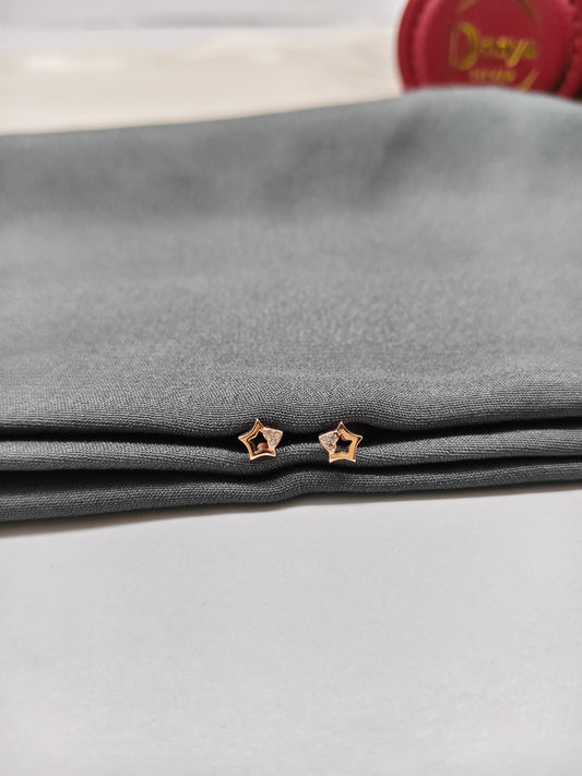 925 Silver Rose Gold Small Star Earrings