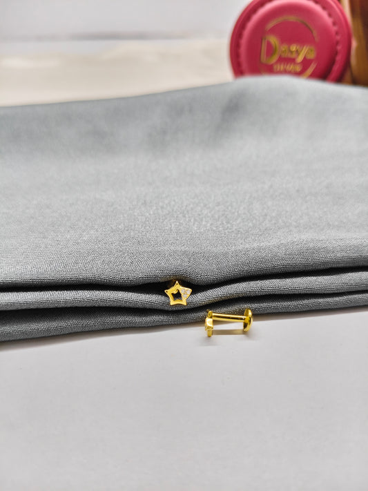 925 Silver Gold Colour Small Star Design Earrings