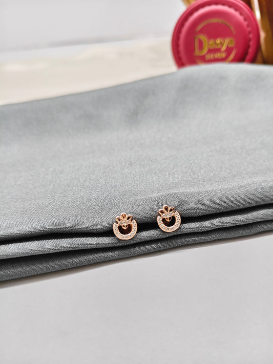 925 Silver Rose Gold Small Crown Earrings
