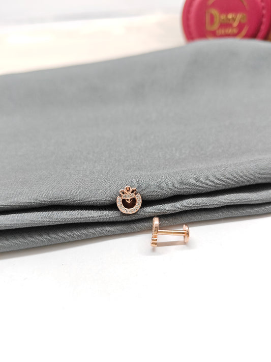 925 Silver Rose Gold Small Crown Earrings