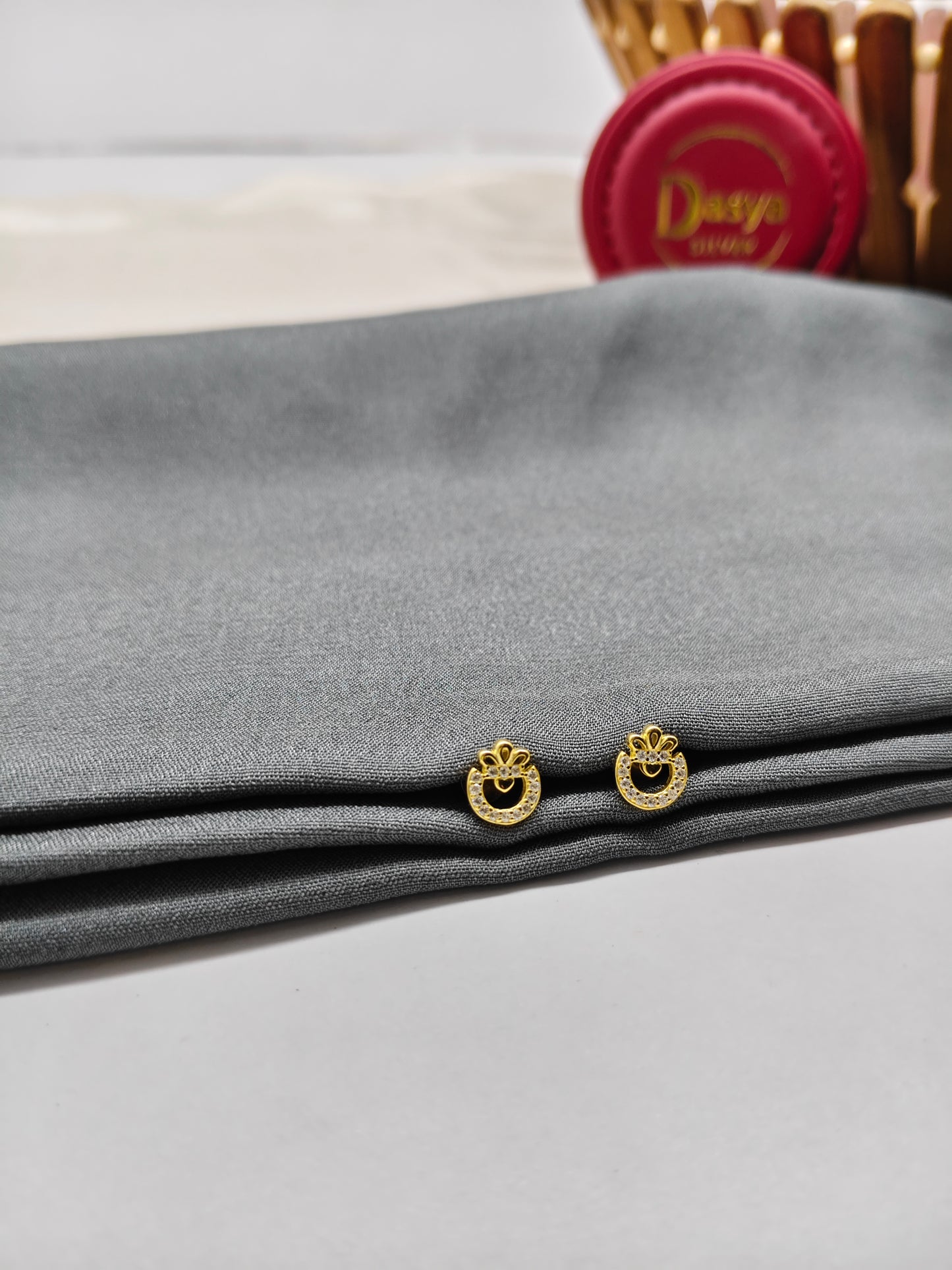 925 Silver Gold Colour Small Crown Earrings