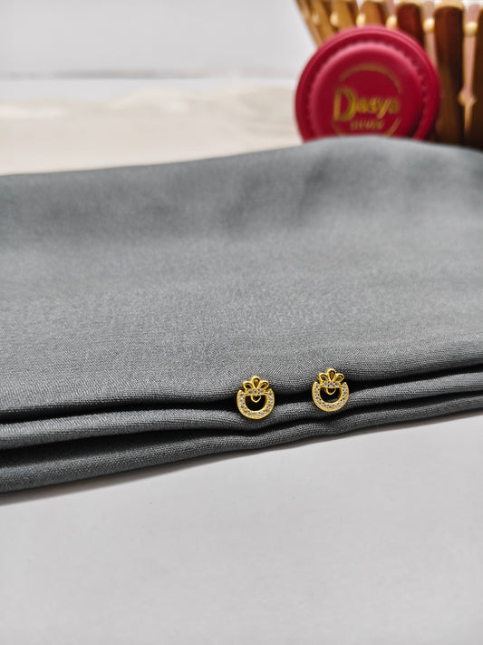 925 Silver Gold Colour Small Crown Earrings