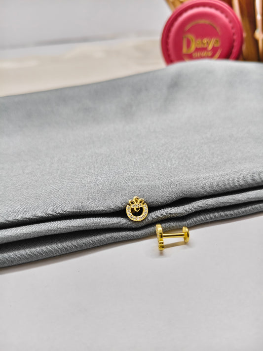 925 Silver Gold Colour Small Crown Earrings