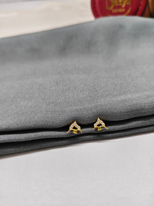 925 Silver Gold Colour Small Fish Design Earrings