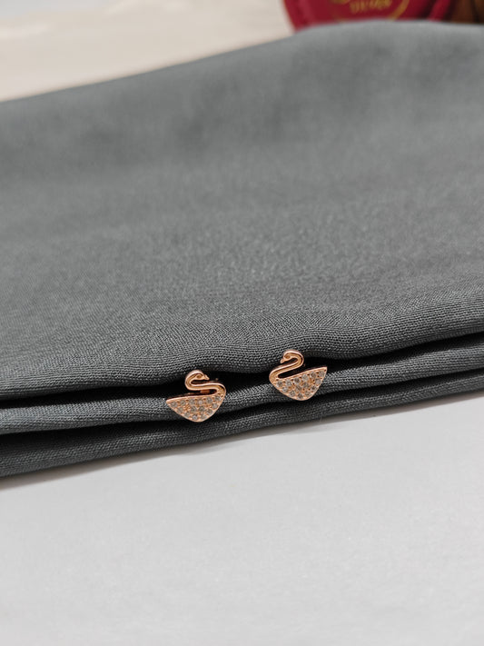 925 Silver Rose Gold Small Swan Earrings