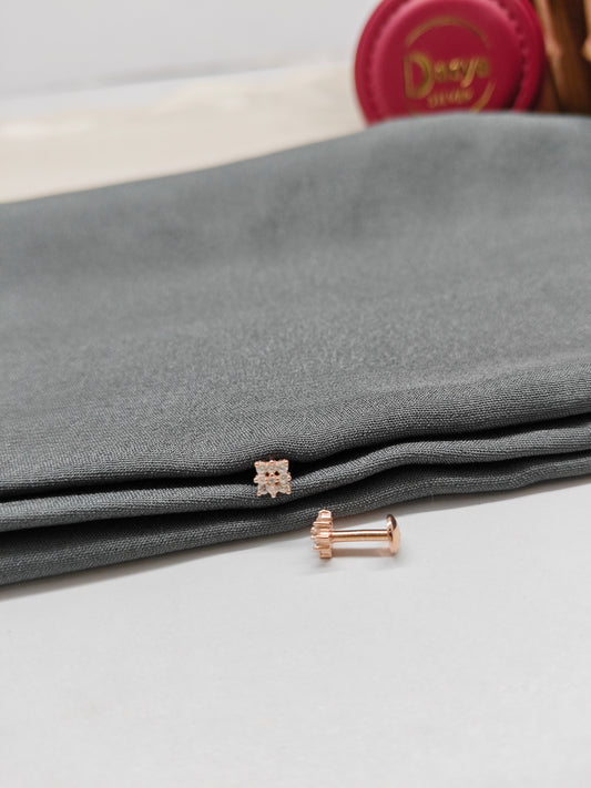 925 Silver Rose Gold Small 9 White Stone Earrings