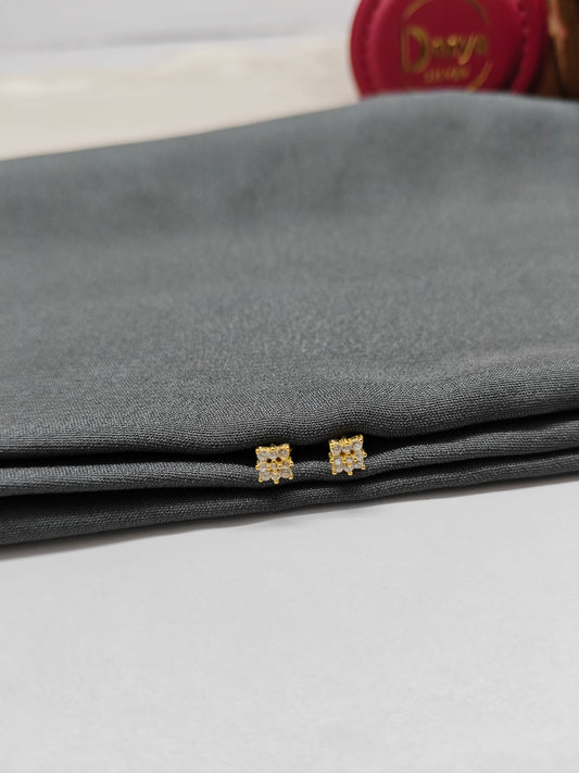 925 Silver Gold Colour Small 9 Stone Earrings