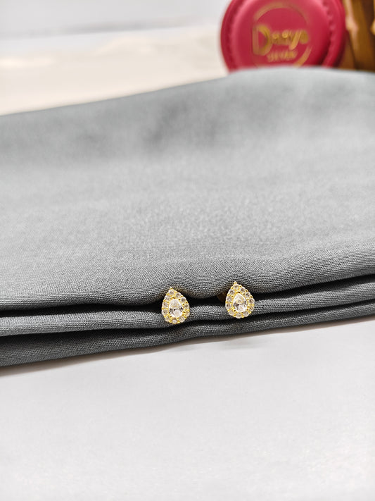 925 Silver Gold Colour Small Tilak Design Earrings