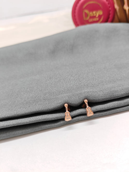 925 Silver Rose Gold Small Guitar Earrings