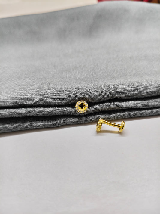925 Silver Gold Colour Small Moon Design Earrings