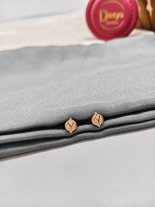 925 Silver Rose Gold Small Leaf Earrings