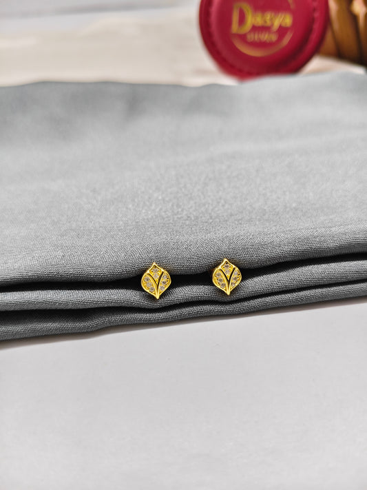 925 Silver Gold Colour Small Leaf Earrings