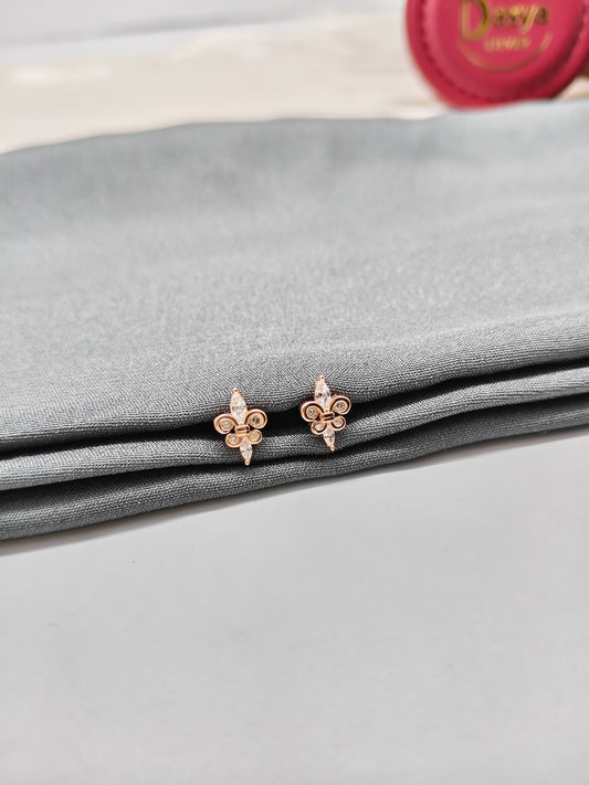 925 Silver Rose Gold Small Stem Design Earrings