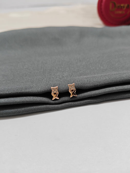 925 Silver Rose Gold 5 Stone X Design Earrings