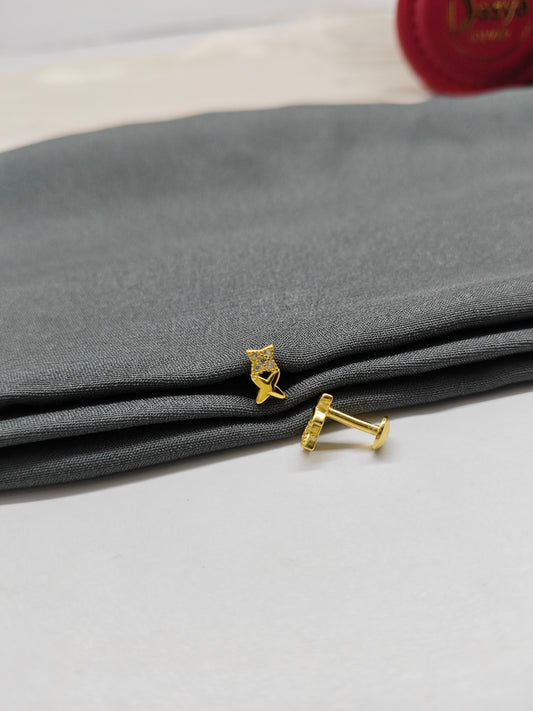 925 Silver Gold Colour Small 4 Stone X Design Earrings
